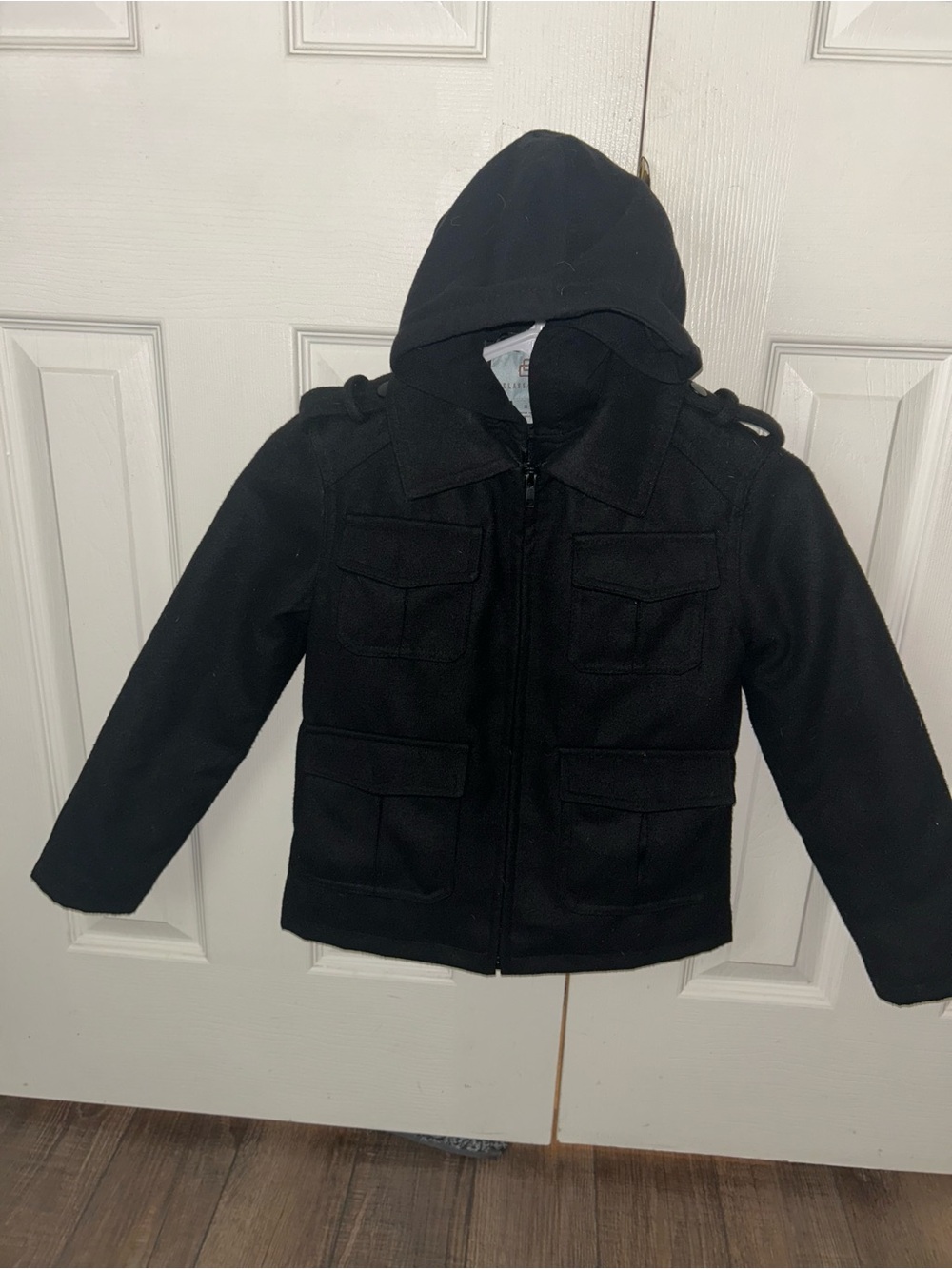 Kids Black Hooded Jacket - Stylish Warm peacoat
